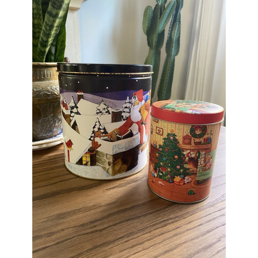 Vintage 1990s Christmas Tins Holiday Cookie Tins